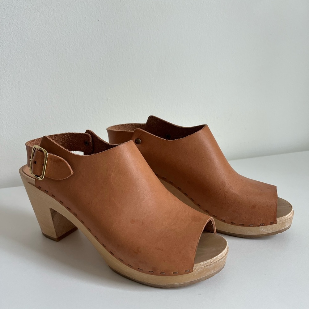 BRYR Clogs Suzie Spanish Toe Natural Undyed High Heel Open Toe Sandal 38 (8)